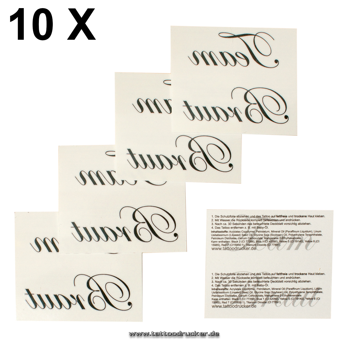 10 x Team Braut Tattoo Set JGA