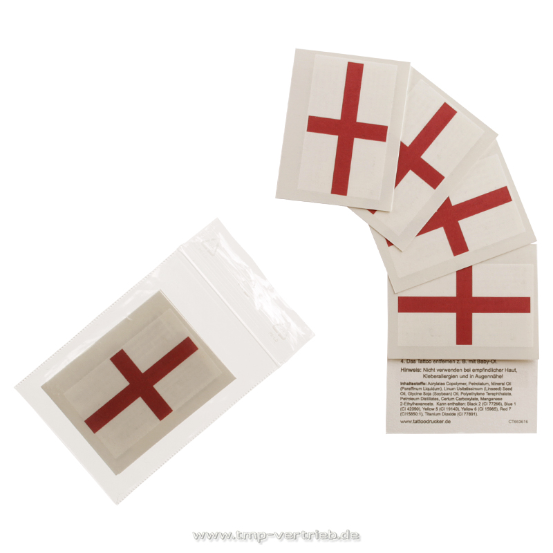 England fan tattoo 5pcs pack